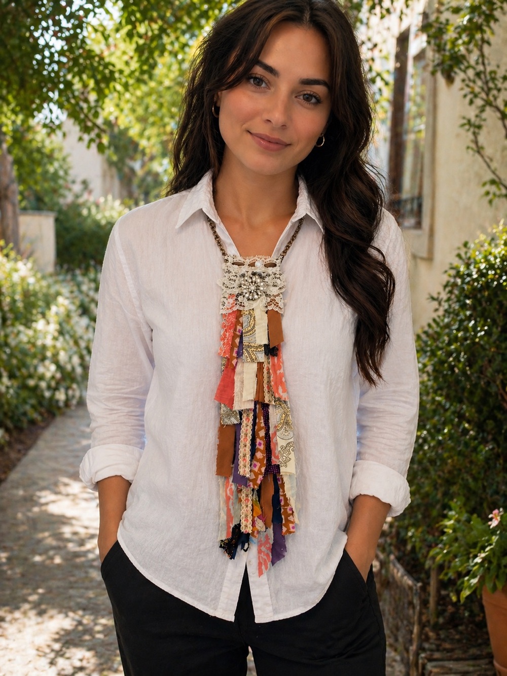 Multicolor Tassel Tie Necklace
